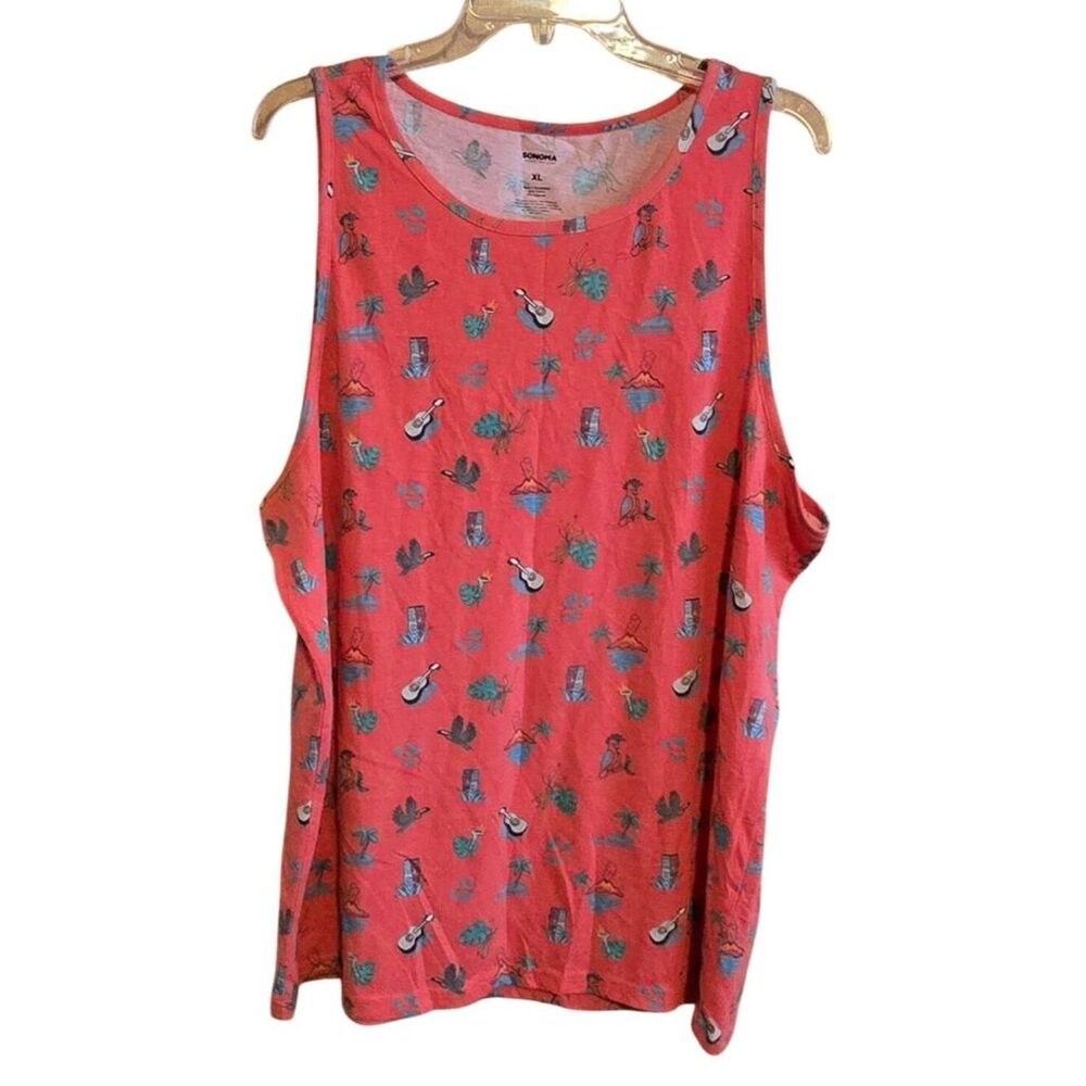 Sonoma Tropical Print XL Tank Top Soft Cotton Blend Fun Summer Style